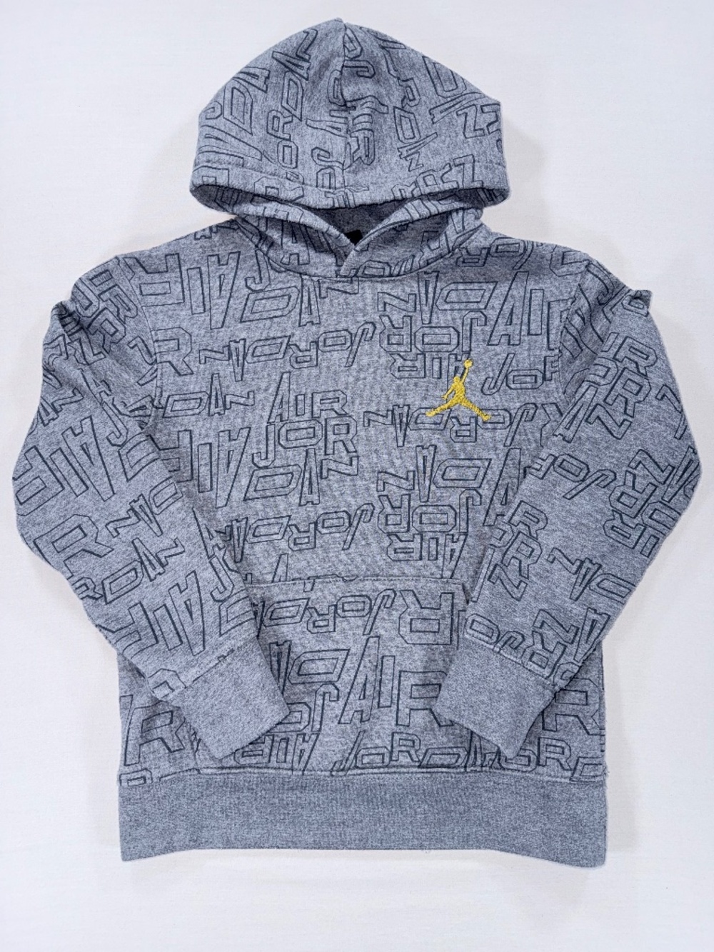 ✨HP✨Jordan Kids "Take Flight" All-Over Print Fleece Hoodie Gray Gold Small 8-10